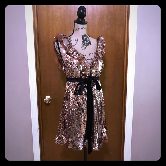 Free People Dresses & Skirts - Free People NEW Tribeca Rose Gold Sequin Dress 4
